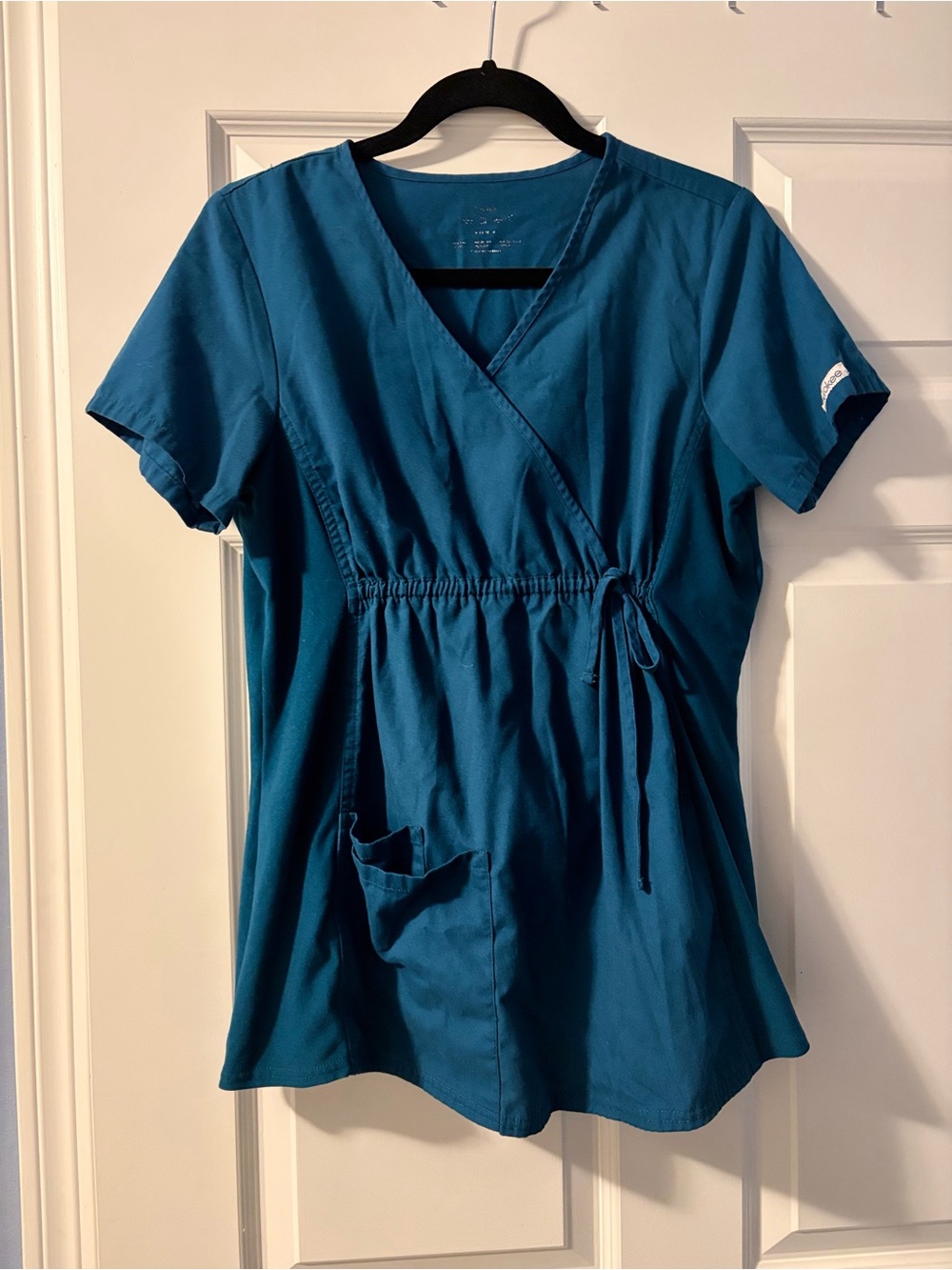 Cherokee  turquoise maternity V-Neck Short Sleeve Scrub Top